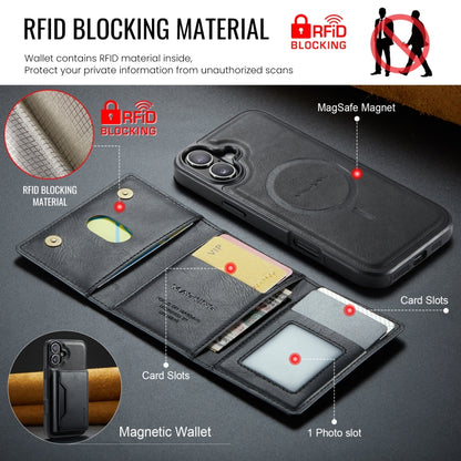 For iPhone 16 MAGKING K2 Series MagSafe RFID Card Bag Detachable Phone Case(Black) - iPhone 16 Cases by MAGKING | Online Shopping UK | buy2fix