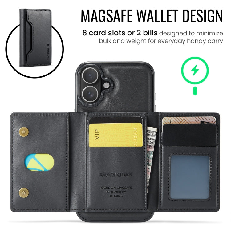 For iPhone 16 MAGKING K2 Series MagSafe RFID Card Bag Detachable Phone Case(Black) - iPhone 16 Cases by MAGKING | Online Shopping UK | buy2fix