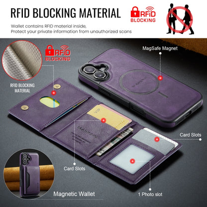 For iPhone 16 MAGKING K2 Series MagSafe RFID Card Bag Detachable Phone Case(Purple) - iPhone 16 Cases by MAGKING | Online Shopping UK | buy2fix