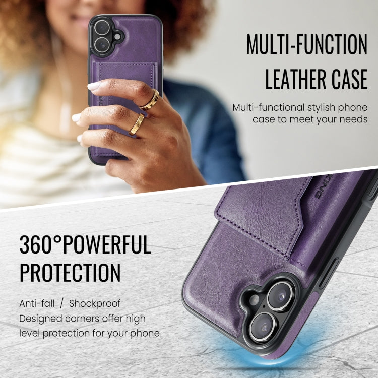 For iPhone 16 MAGKING K2 Series MagSafe RFID Card Bag Detachable Phone Case(Purple) - iPhone 16 Cases by MAGKING | Online Shopping UK | buy2fix