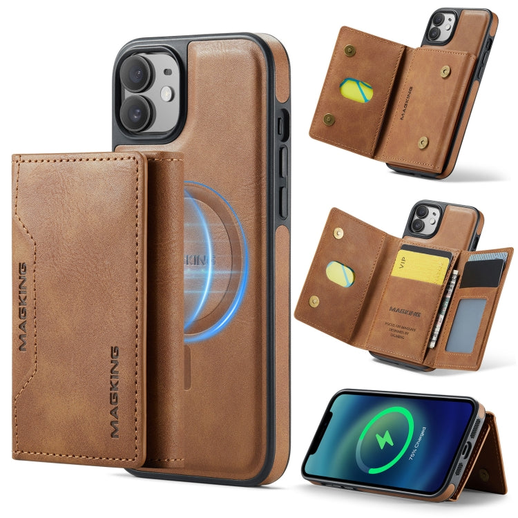 For iPhone 12 / 12 Pro MAGKING K2 Series MagSafe RFID Card Bag Detachable Phone Case(Brown) - iPhone 12 / 12 Pro Cases by MAGKING | Online Shopping UK | buy2fix