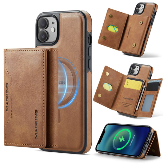 For iPhone 12 / 12 Pro MAGKING K2 Series MagSafe RFID Card Bag Detachable Phone Case(Brown) - iPhone 12 / 12 Pro Cases by MAGKING | Online Shopping UK | buy2fix