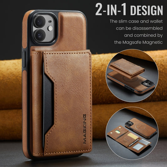 For iPhone 12 / 12 Pro MAGKING K2 Series MagSafe RFID Card Bag Detachable Phone Case(Brown) - iPhone 12 / 12 Pro Cases by MAGKING | Online Shopping UK | buy2fix