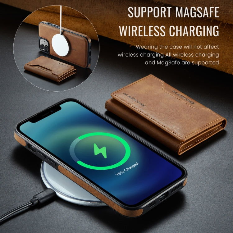 For iPhone 12 / 12 Pro MAGKING K2 Series MagSafe RFID Card Bag Detachable Phone Case(Brown) - iPhone 12 / 12 Pro Cases by MAGKING | Online Shopping UK | buy2fix