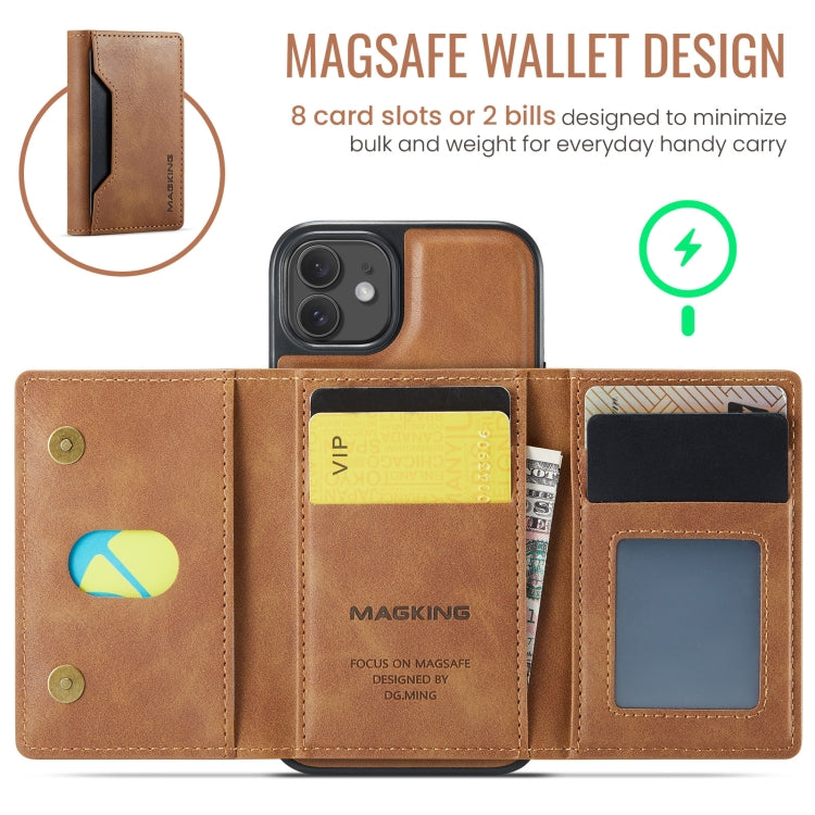 For iPhone 12 / 12 Pro MAGKING K2 Series MagSafe RFID Card Bag Detachable Phone Case(Brown) - iPhone 12 / 12 Pro Cases by MAGKING | Online Shopping UK | buy2fix