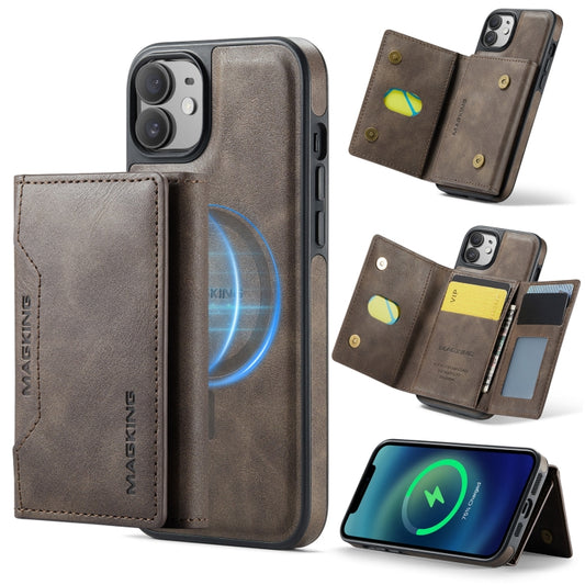 For iPhone 12 / 12 Pro MAGKING K2 Series MagSafe RFID Card Bag Detachable Phone Case(Coffee) - iPhone 12 / 12 Pro Cases by MAGKING | Online Shopping UK | buy2fix