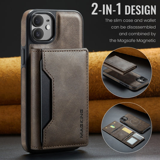 For iPhone 12 / 12 Pro MAGKING K2 Series MagSafe RFID Card Bag Detachable Phone Case(Coffee) - iPhone 12 / 12 Pro Cases by MAGKING | Online Shopping UK | buy2fix