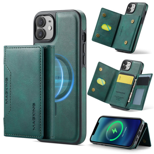 For iPhone 12 / 12 Pro MAGKING K2 Series MagSafe RFID Card Bag Detachable Phone Case(Green)