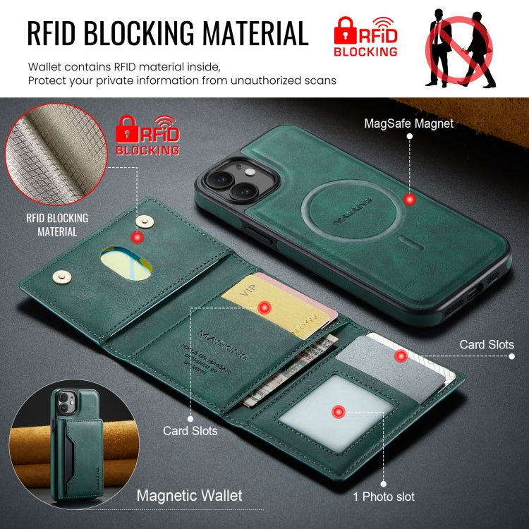 For iPhone 12 / 12 Pro MAGKING K2 Series MagSafe RFID Card Bag Detachable Phone Case(Green) - iPhone 12 / 12 Pro Cases by MAGKING | Online Shopping UK | buy2fix