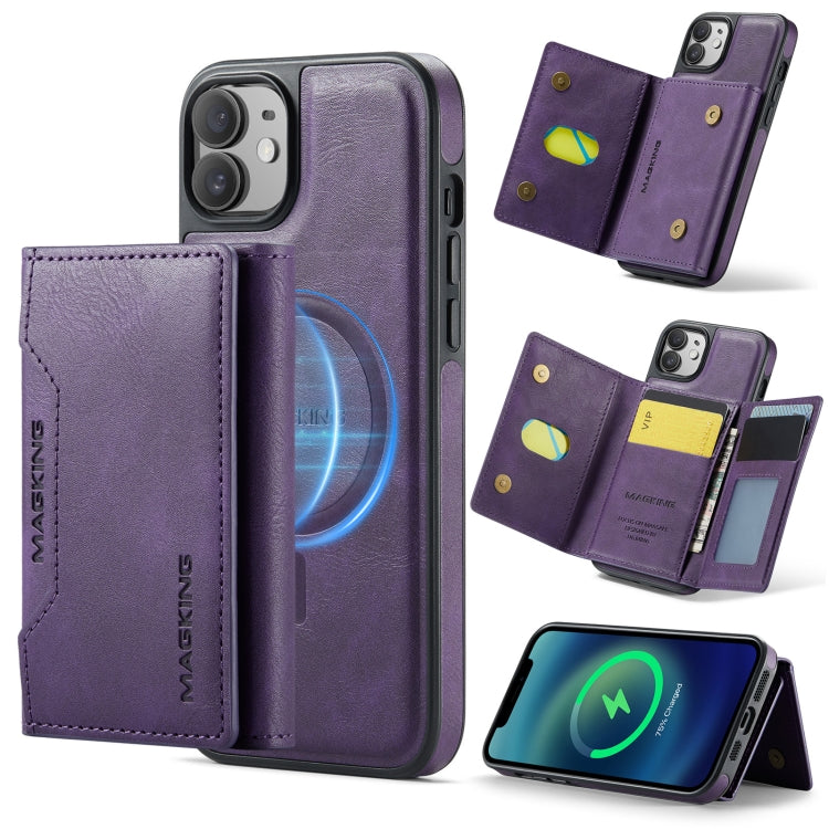 For iPhone 12 / 12 Pro MAGKING K2 Series MagSafe RFID Card Bag Detachable Phone Case(Purple) - iPhone 12 / 12 Pro Cases by MAGKING | Online Shopping UK | buy2fix