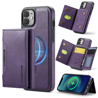 For iPhone 12 / 12 Pro MAGKING K2 Series MagSafe RFID Card Bag Detachable Phone Case(Purple) - iPhone 12 / 12 Pro Cases by MAGKING | Online Shopping UK | buy2fix