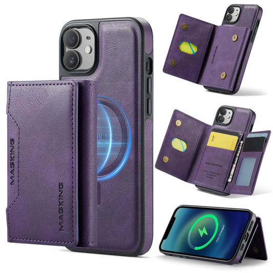 For iPhone 12 / 12 Pro MAGKING K2 Series MagSafe RFID Card Bag Detachable Phone Case(Purple) - iPhone 12 / 12 Pro Cases by MAGKING | Online Shopping UK | buy2fix