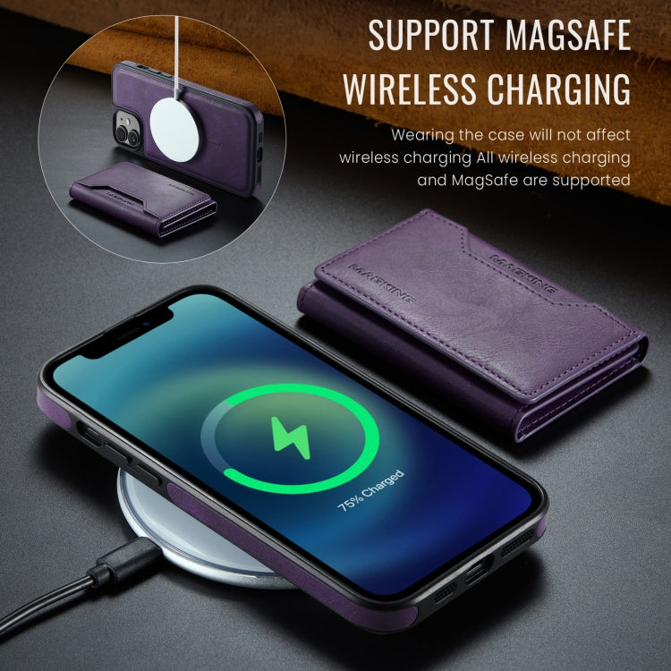 For iPhone 12 / 12 Pro MAGKING K2 Series MagSafe RFID Card Bag Detachable Phone Case(Purple) - iPhone 12 / 12 Pro Cases by MAGKING | Online Shopping UK | buy2fix