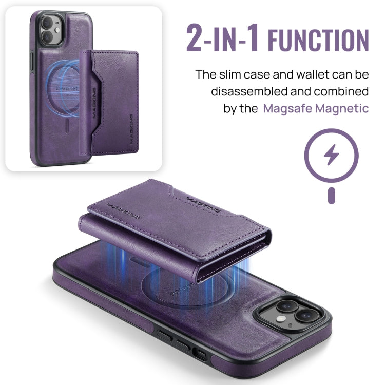 For iPhone 12 / 12 Pro MAGKING K2 Series MagSafe RFID Card Bag Detachable Phone Case(Purple) - iPhone 12 / 12 Pro Cases by MAGKING | Online Shopping UK | buy2fix