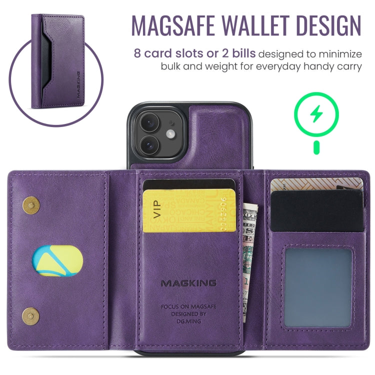 For iPhone 12 / 12 Pro MAGKING K2 Series MagSafe RFID Card Bag Detachable Phone Case(Purple) - iPhone 12 / 12 Pro Cases by MAGKING | Online Shopping UK | buy2fix