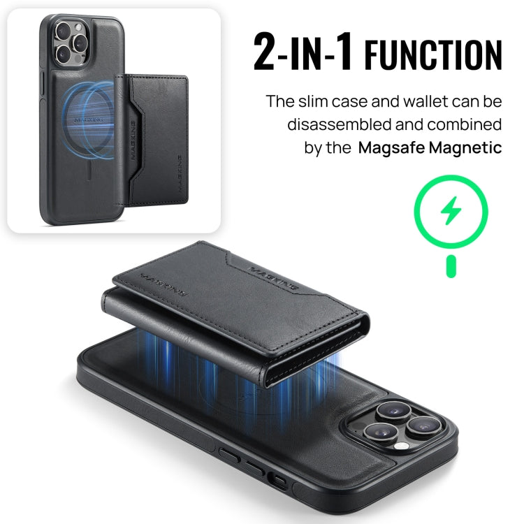 For iPhone 12 Pro Max MAGKING K2 Series MagSafe RFID Card Bag Detachable Phone Case(Black) - iPhone 12 Pro Max Cases by MAGKING | Online Shopping UK | buy2fix