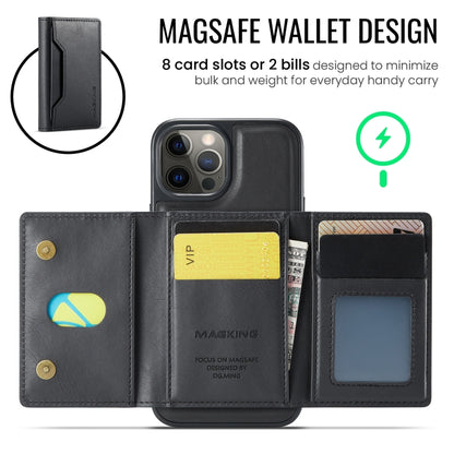 For iPhone 12 Pro Max MAGKING K2 Series MagSafe RFID Card Bag Detachable Phone Case(Black) - iPhone 12 Pro Max Cases by MAGKING | Online Shopping UK | buy2fix