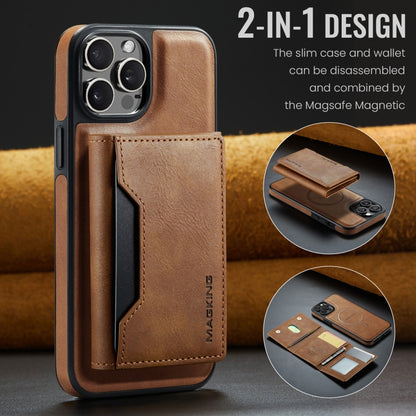 For iPhone 12 Pro Max MAGKING K2 Series MagSafe RFID Card Bag Detachable Phone Case(Brown) - iPhone 12 Pro Max Cases by MAGKING | Online Shopping UK | buy2fix