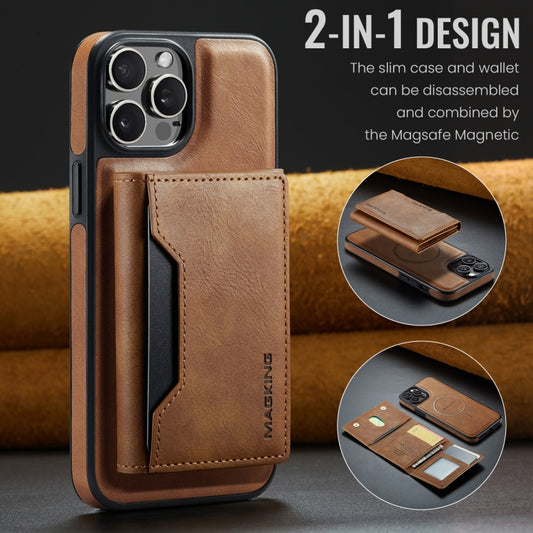 For iPhone 12 Pro Max MAGKING K2 Series MagSafe RFID Card Bag Detachable Phone Case(Brown) - iPhone 12 Pro Max Cases by MAGKING | Online Shopping UK | buy2fix