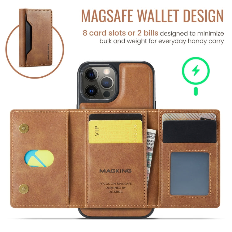 For iPhone 12 Pro Max MAGKING K2 Series MagSafe RFID Card Bag Detachable Phone Case(Brown) - iPhone 12 Pro Max Cases by MAGKING | Online Shopping UK | buy2fix