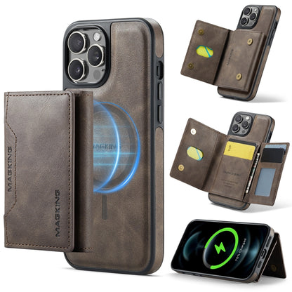 For iPhone 12 Pro Max MAGKING K2 Series MagSafe RFID Card Bag Detachable Phone Case(Coffee) - iPhone 12 Pro Max Cases by MAGKING | Online Shopping UK | buy2fix