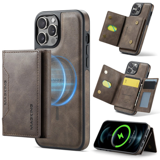 For iPhone 12 Pro Max MAGKING K2 Series MagSafe RFID Card Bag Detachable Phone Case(Coffee) - iPhone 12 Pro Max Cases by MAGKING | Online Shopping UK | buy2fix