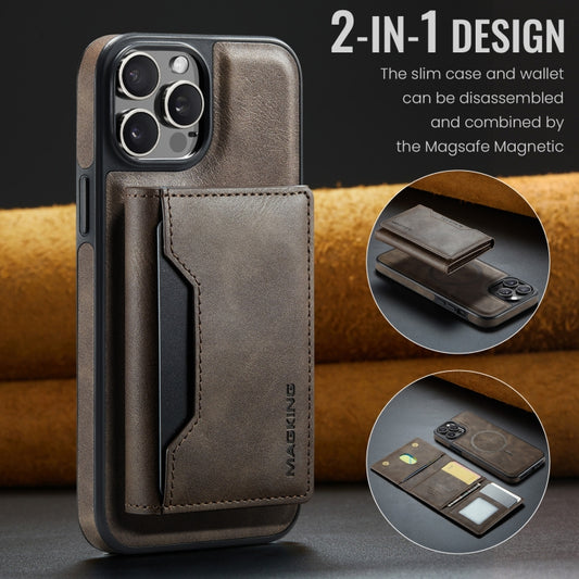 For iPhone 12 Pro Max MAGKING K2 Series MagSafe RFID Card Bag Detachable Phone Case(Coffee) - iPhone 12 Pro Max Cases by MAGKING | Online Shopping UK | buy2fix