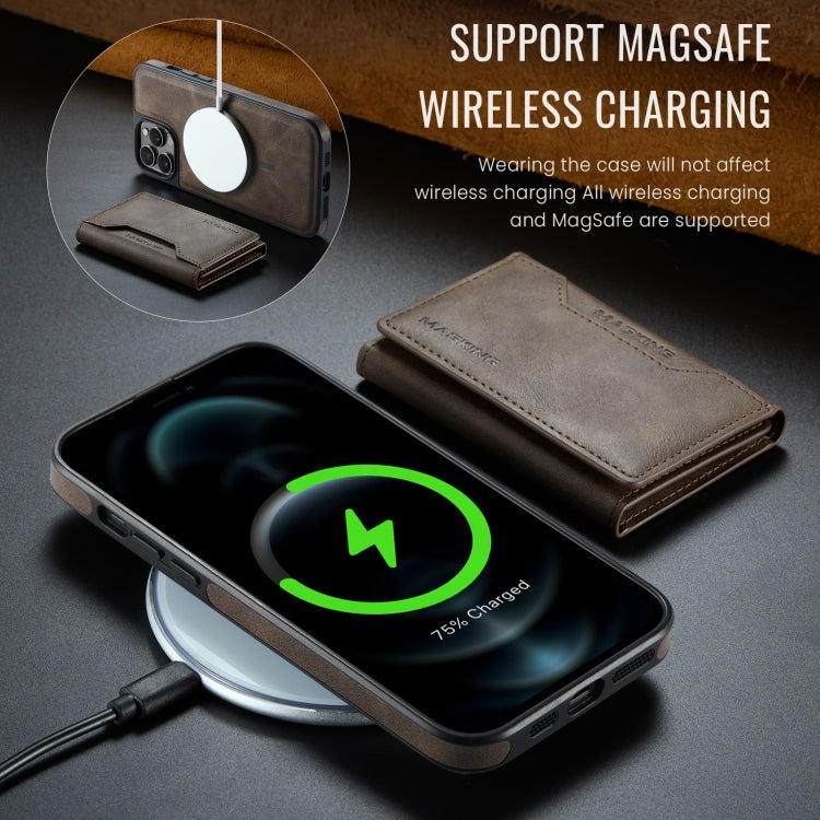 For iPhone 12 Pro Max MAGKING K2 Series MagSafe RFID Card Bag Detachable Phone Case(Coffee) - iPhone 12 Pro Max Cases by MAGKING | Online Shopping UK | buy2fix