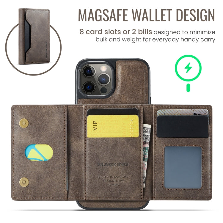 For iPhone 12 Pro Max MAGKING K2 Series MagSafe RFID Card Bag Detachable Phone Case(Coffee) - iPhone 12 Pro Max Cases by MAGKING | Online Shopping UK | buy2fix