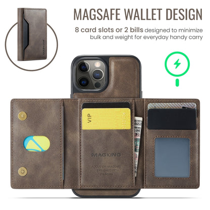 For iPhone 12 Pro Max MAGKING K2 Series MagSafe RFID Card Bag Detachable Phone Case(Coffee) - iPhone 12 Pro Max Cases by MAGKING | Online Shopping UK | buy2fix