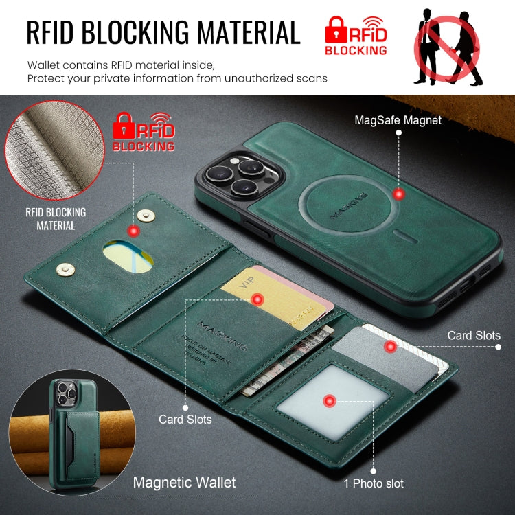 For iPhone 12 Pro Max MAGKING K2 Series MagSafe RFID Card Bag Detachable Phone Case(Green) - iPhone 12 Pro Max Cases by MAGKING | Online Shopping UK | buy2fix