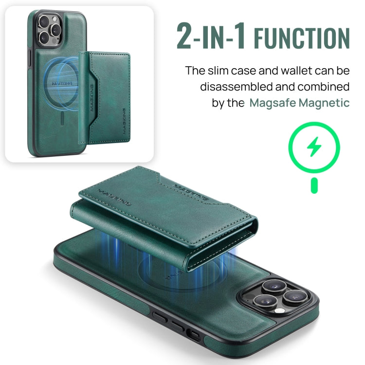 For iPhone 12 Pro Max MAGKING K2 Series MagSafe RFID Card Bag Detachable Phone Case(Green) - iPhone 12 Pro Max Cases by MAGKING | Online Shopping UK | buy2fix