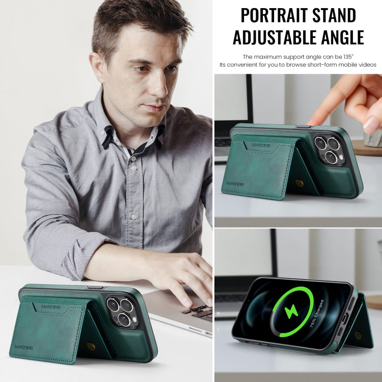 For iPhone 12 Pro Max MAGKING K2 Series MagSafe RFID Card Bag Detachable Phone Case(Green) - iPhone 12 Pro Max Cases by MAGKING | Online Shopping UK | buy2fix
