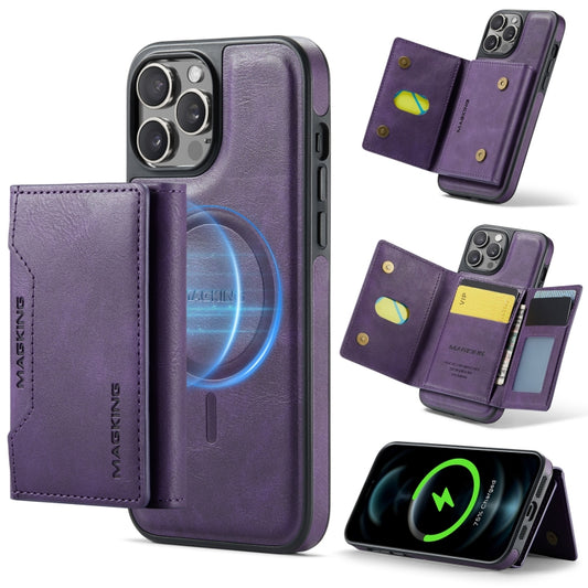 For iPhone 12 Pro Max MAGKING K2 Series MagSafe RFID Card Bag Detachable Phone Case(Purple) - iPhone 12 Pro Max Cases by MAGKING | Online Shopping UK | buy2fix