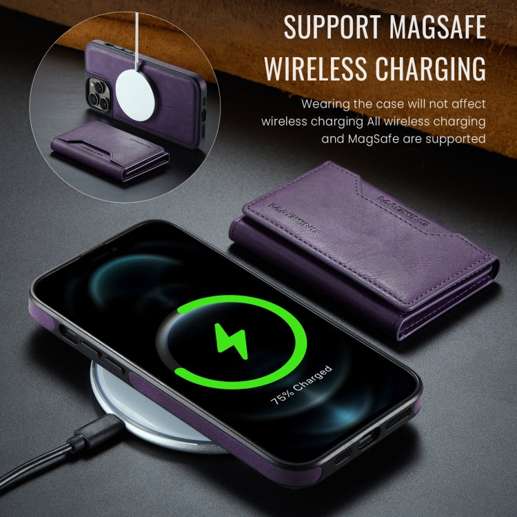 For iPhone 12 Pro Max MAGKING K2 Series MagSafe RFID Card Bag Detachable Phone Case(Purple) - iPhone 12 Pro Max Cases by MAGKING | Online Shopping UK | buy2fix