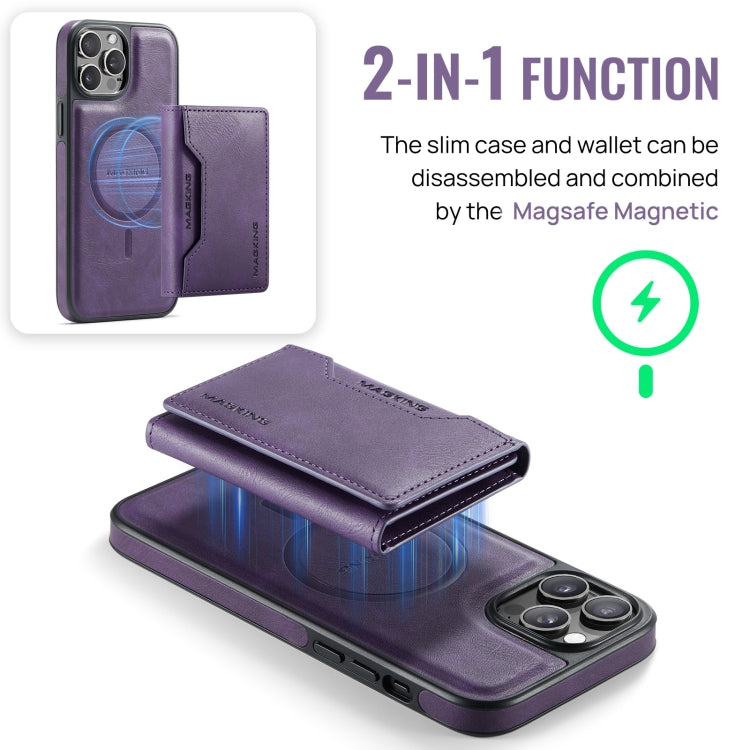 For iPhone 12 Pro Max MAGKING K2 Series MagSafe RFID Card Bag Detachable Phone Case(Purple) - iPhone 12 Pro Max Cases by MAGKING | Online Shopping UK | buy2fix