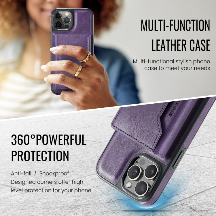 For iPhone 12 Pro Max MAGKING K2 Series MagSafe RFID Card Bag Detachable Phone Case(Purple) - iPhone 12 Pro Max Cases by MAGKING | Online Shopping UK | buy2fix
