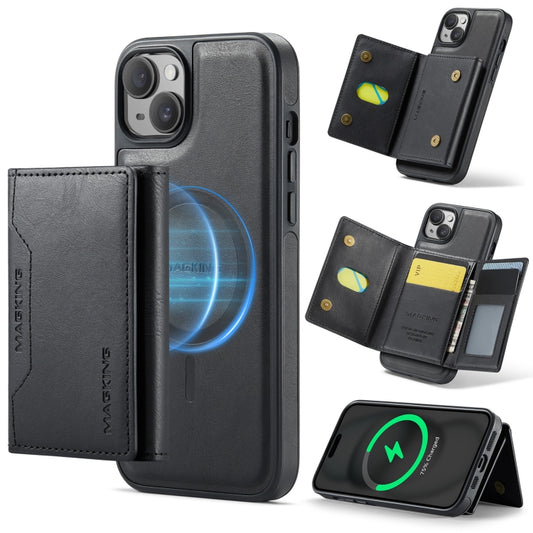For iPhone 13 MAGKING K2 Series MagSafe RFID Card Bag Detachable Phone Case(Black) - iPhone 13 Cases by MAGKING | Online Shopping UK | buy2fix