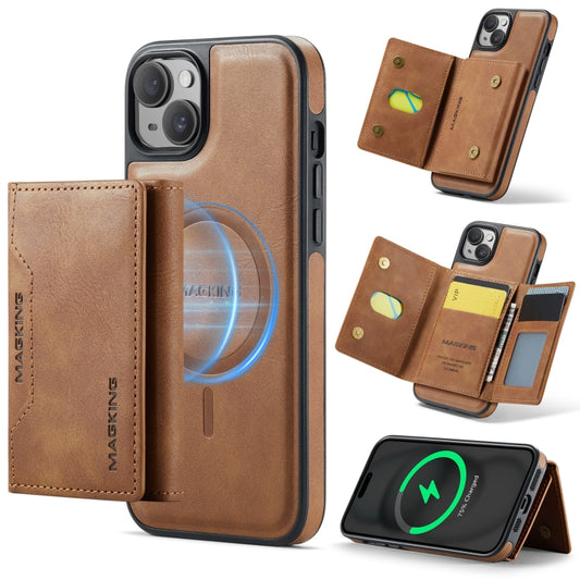 For iPhone 13 MAGKING K2 Series MagSafe RFID Card Bag Detachable Phone Case(Brown) - iPhone 13 Cases by MAGKING | Online Shopping UK | buy2fix
