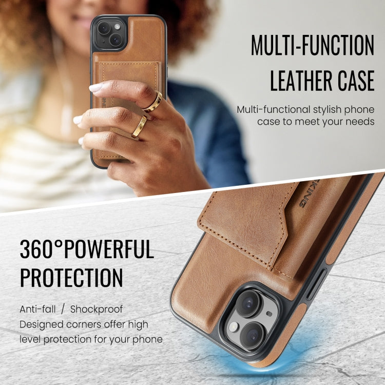 For iPhone 13 MAGKING K2 Series MagSafe RFID Card Bag Detachable Phone Case(Brown) - iPhone 13 Cases by MAGKING | Online Shopping UK | buy2fix