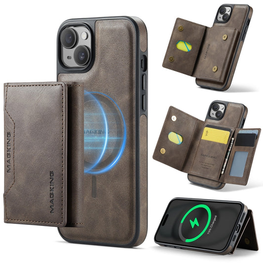 For iPhone 13 MAGKING K2 Series MagSafe RFID Card Bag Detachable Phone Case(Coffee) - iPhone 13 Cases by MAGKING | Online Shopping UK | buy2fix
