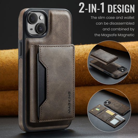 For iPhone 13 MAGKING K2 Series MagSafe RFID Card Bag Detachable Phone Case(Coffee) - iPhone 13 Cases by MAGKING | Online Shopping UK | buy2fix