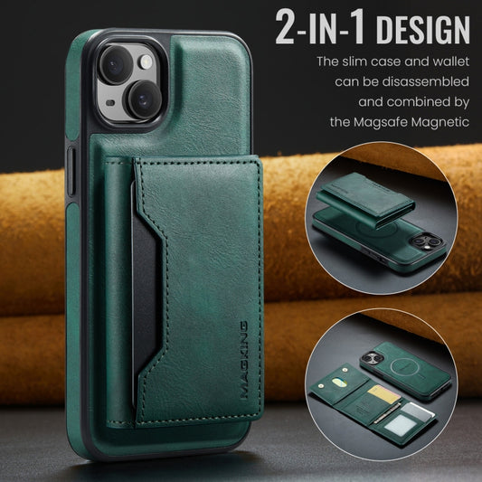 For iPhone 13 MAGKING K2 Series MagSafe RFID Card Bag Detachable Phone Case(Green) - iPhone 13 Cases by MAGKING | Online Shopping UK | buy2fix