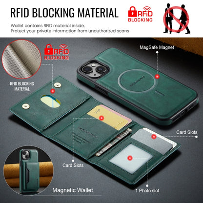 For iPhone 13 MAGKING K2 Series MagSafe RFID Card Bag Detachable Phone Case(Green) - iPhone 13 Cases by MAGKING | Online Shopping UK | buy2fix