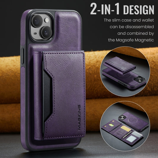 For iPhone 13 MAGKING K2 Series MagSafe RFID Card Bag Detachable Phone Case(Purple) - iPhone 13 Cases by MAGKING | Online Shopping UK | buy2fix