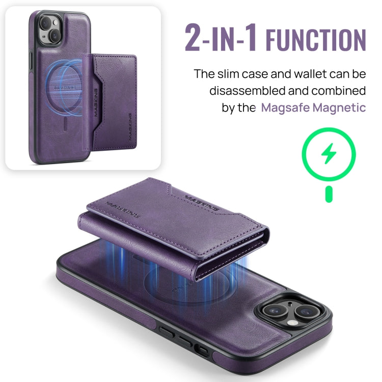 For iPhone 13 MAGKING K2 Series MagSafe RFID Card Bag Detachable Phone Case(Purple) - iPhone 13 Cases by MAGKING | Online Shopping UK | buy2fix