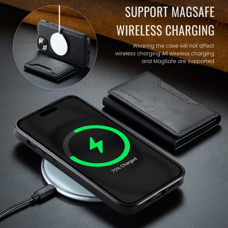 For iPhone 14 Plus MAGKING K2 Series MagSafe RFID Card Bag Detachable Phone Case(Black) - iPhone 14 Plus Cases by MAGKING | Online Shopping UK | buy2fix