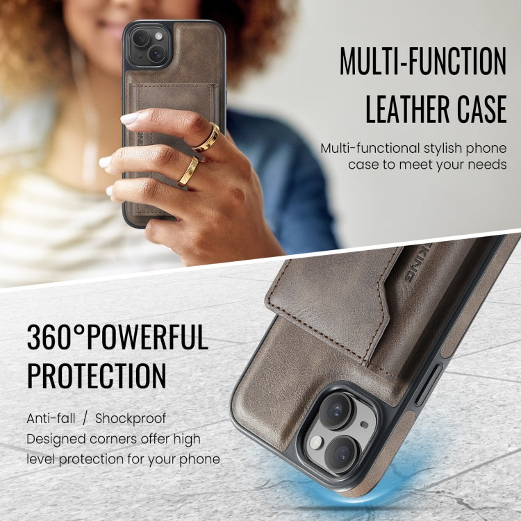 For iPhone 14 Plus MAGKING K2 Series MagSafe RFID Card Bag Detachable Phone Case(Coffee) - iPhone 14 Plus Cases by MAGKING | Online Shopping UK | buy2fix