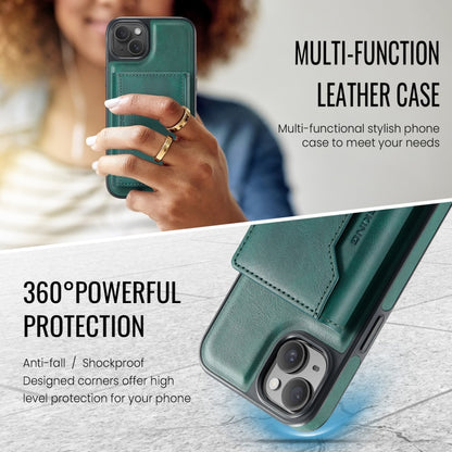 For iPhone 14 Plus MAGKING K2 Series MagSafe RFID Card Bag Detachable Phone Case(Green) - iPhone 14 Plus Cases by MAGKING | Online Shopping UK | buy2fix