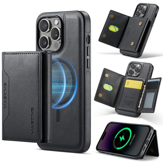 For iPhone 14 Pro MAGKING K2 Series MagSafe RFID Card Bag Detachable Phone Case(Black) - iPhone 14 Pro Cases by MAGKING | Online Shopping UK | buy2fix